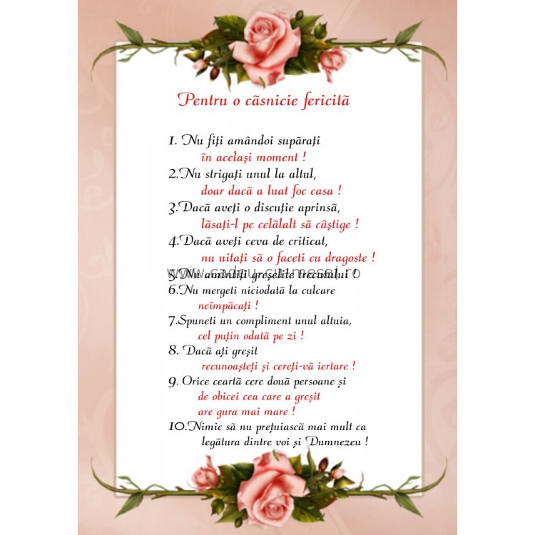 Poster citate - Pentru o casnicie fericita Poster citate - Pentru o casnicie fericita