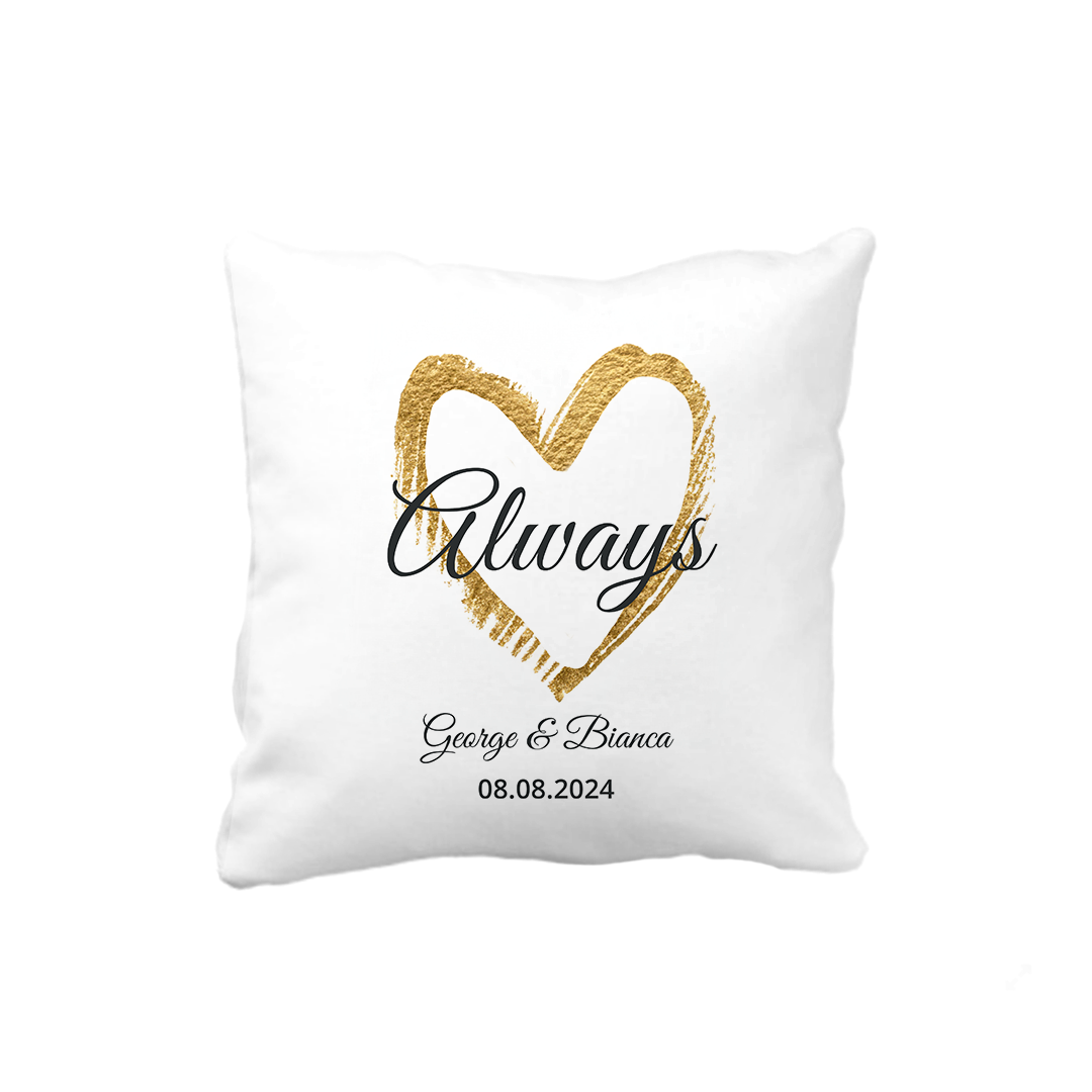 Pernă personalizată cu două nume și dată – Always