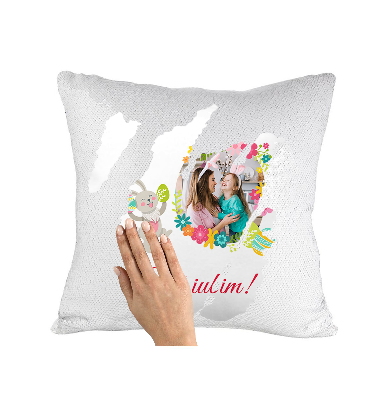 Pernă personalizată cu poză – Iepuraș Pernă personalizată cu poză – Iepuraș