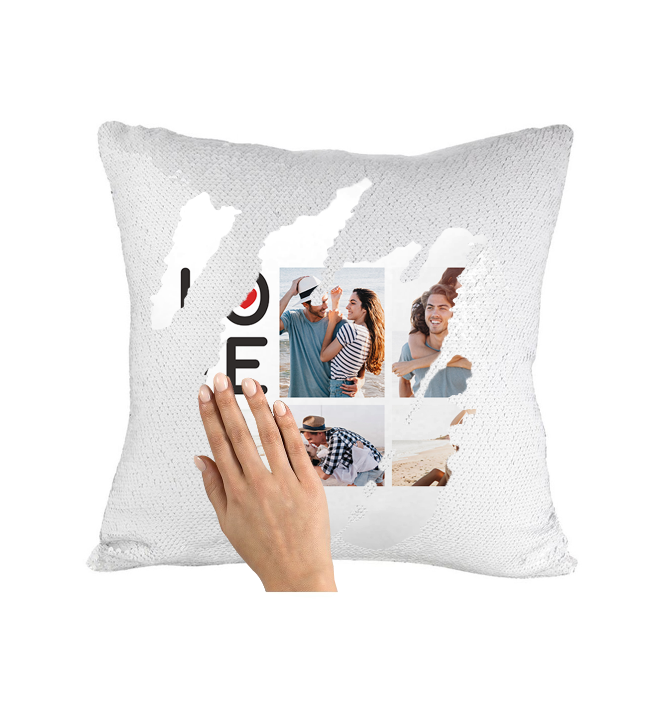 Pernă personalizată cu 5 poze – LOVE