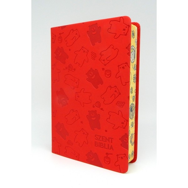 Szent Biblia - Közepes Biblia, Piros Macis, Károli Gáspár Forditása (Biblia medie in lb. maghiara, imprimare cu desene)