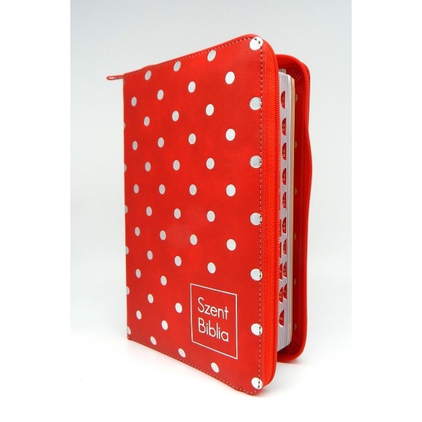 Szent Biblia - Közepes Biblia, Piros Pöttyös, Cipzárral, Regiszterrel, Károli Gáspár Forditása (Biblia medie in lb. maghiara, fermoar, index)