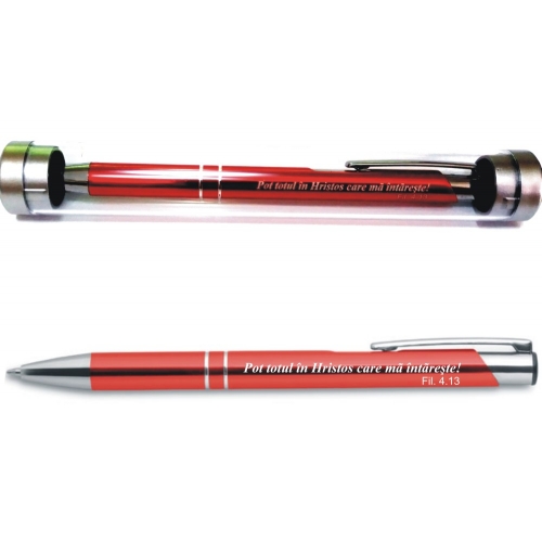 Pix metalic in tub - Pot totul (rosu) Pix metalic in tub - Pot totul (rosu)