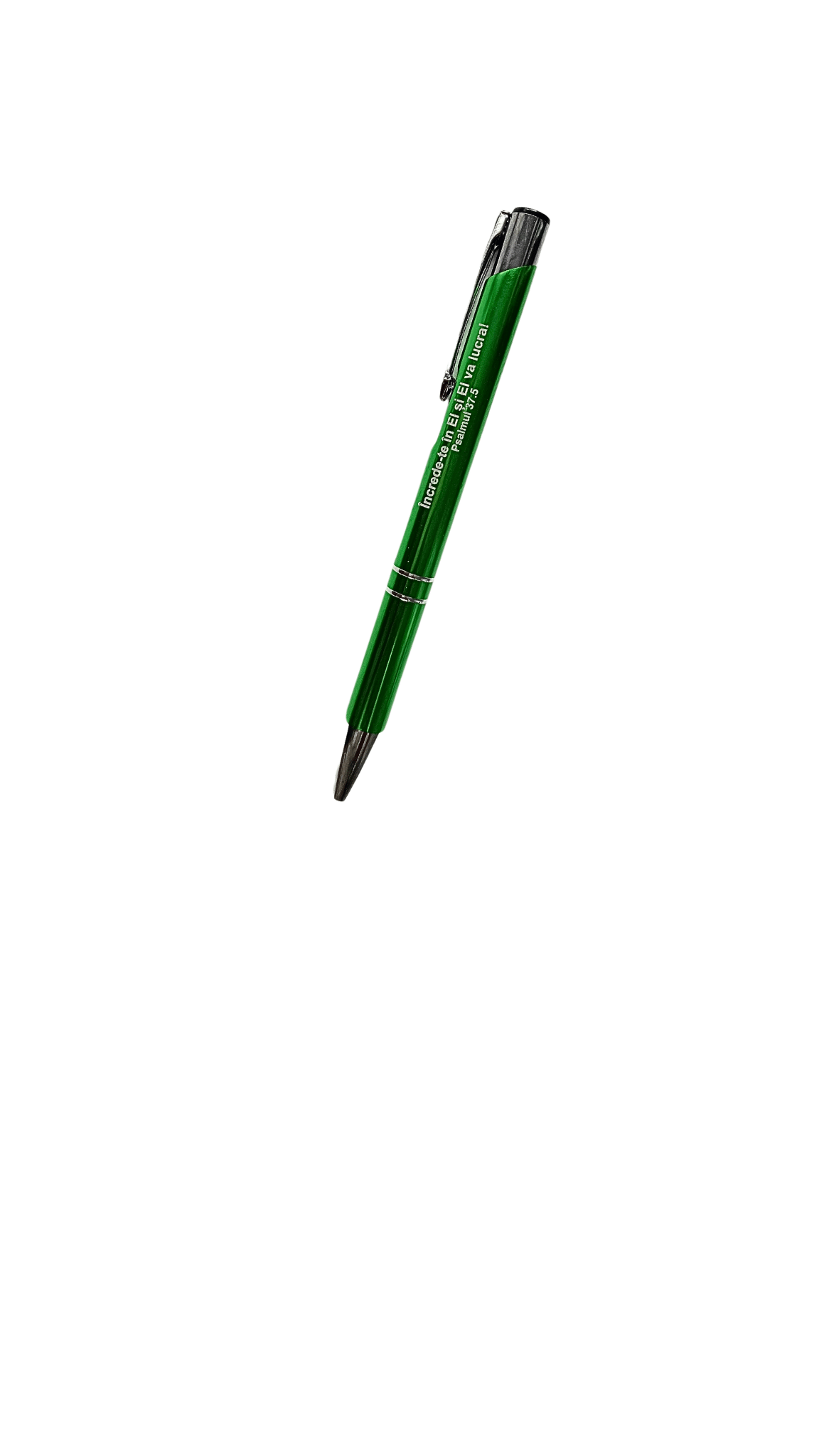 Pix cu mesaj crestin - "Încrede-te în El și El va lucra!" (verde) Pix cu mesaj crestin - "Încrede-te în El și El va lucra!" (verde)