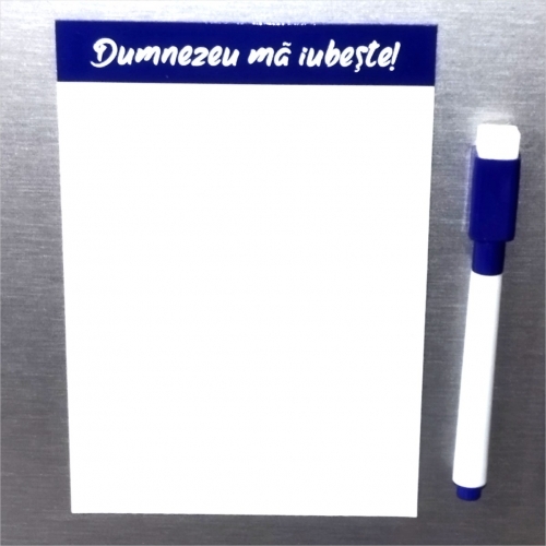 Tablita si marker magnetice albastru, Dumnezeu ma iubeste! Tablita si marker magnetice albastru, Dumnezeu ma iubeste!