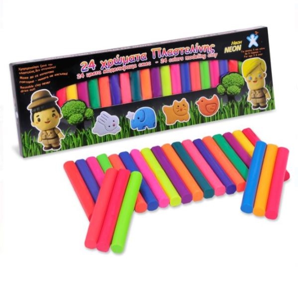Plastilina, 24 culori neon - Activitati pentru copii (3+) Plastilina, 24 culori neon - Activitati pentru copii (3+)