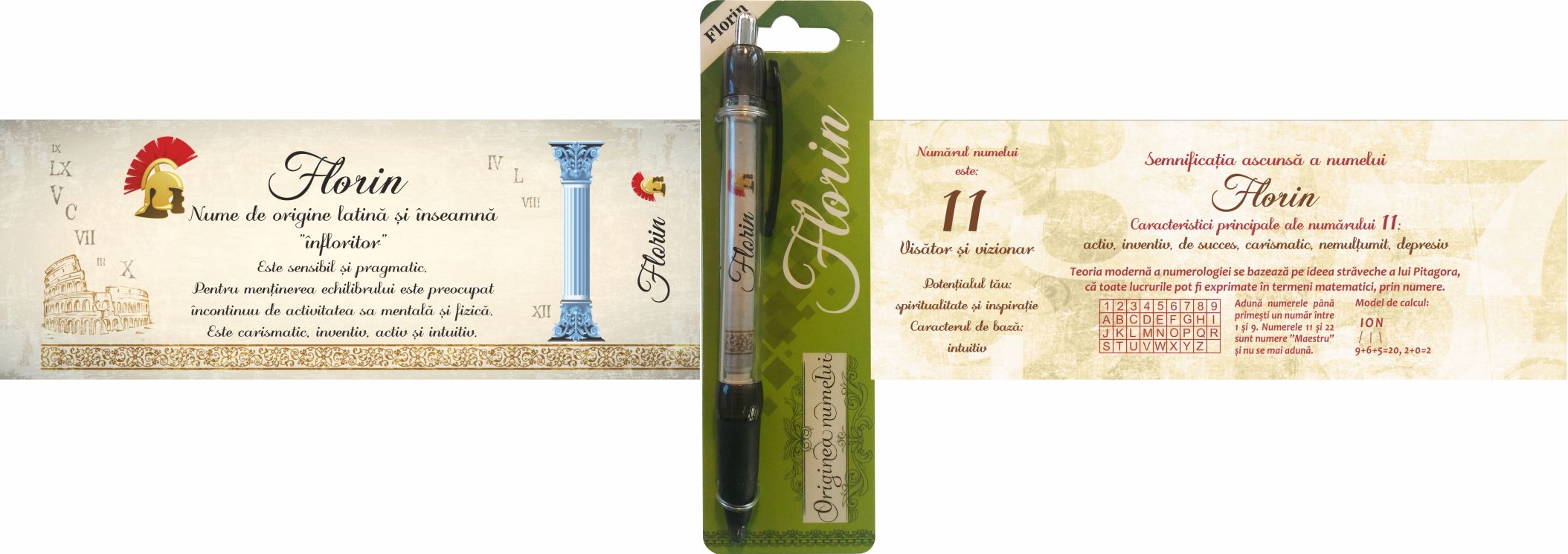 Pix cu nume - Florin (14.5 cm x 18 cm x 6.7 ) Pix cu nume - Florin (14.5 cm x 18 cm x 6.7 )