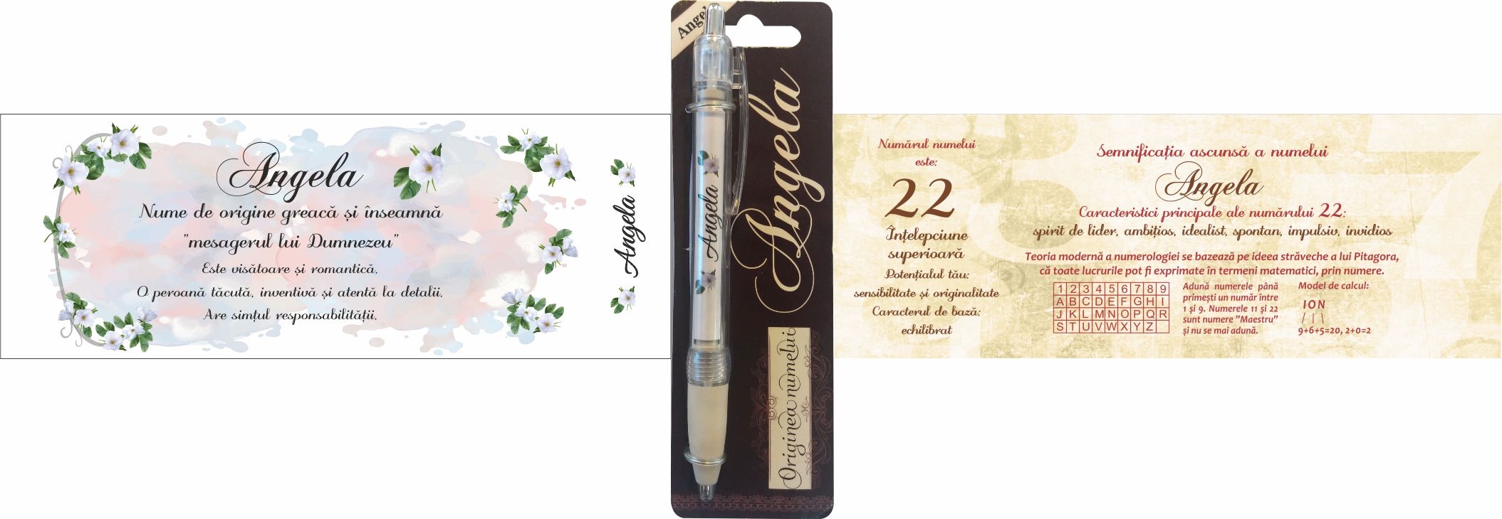 Pix cu nume - Angela (14.5 cm x 18 cm x 6.7 ) Pix cu nume - Angela (14.5 cm x 18 cm x 6.7 )