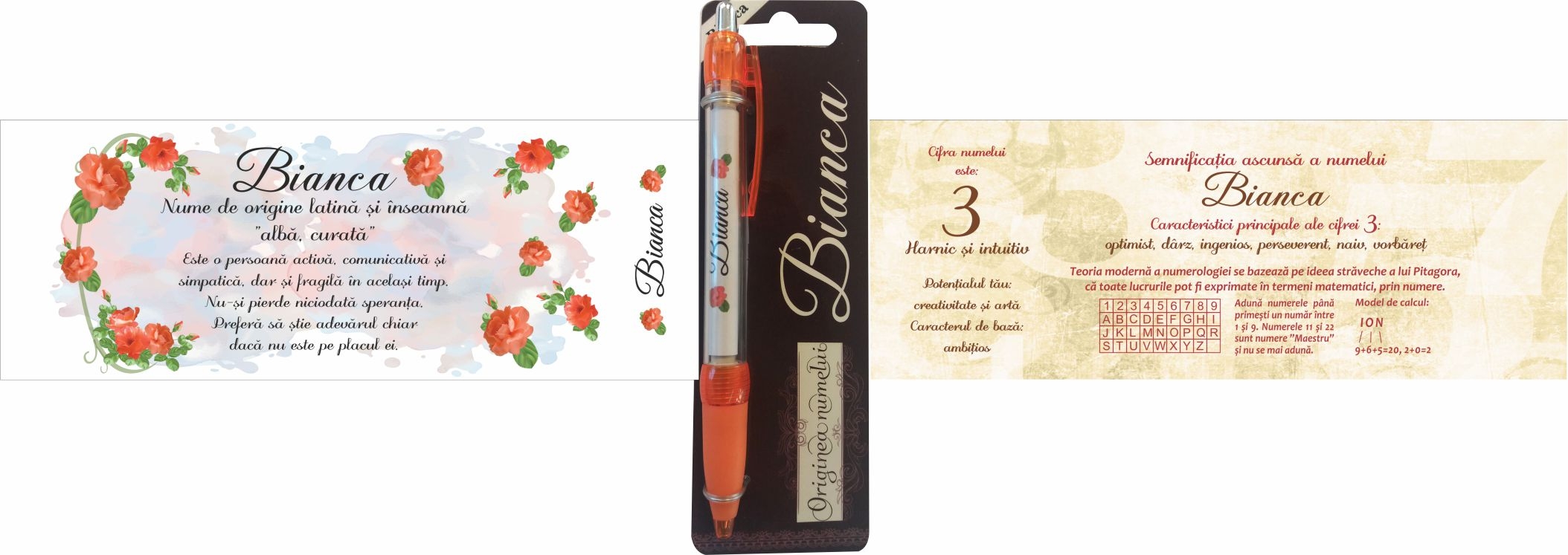 Pix cu nume - Bianca (14.5 cm x 18 cm x 6.7 ) Pix cu nume - Bianca (14.5 cm x 18 cm x 6.7 )