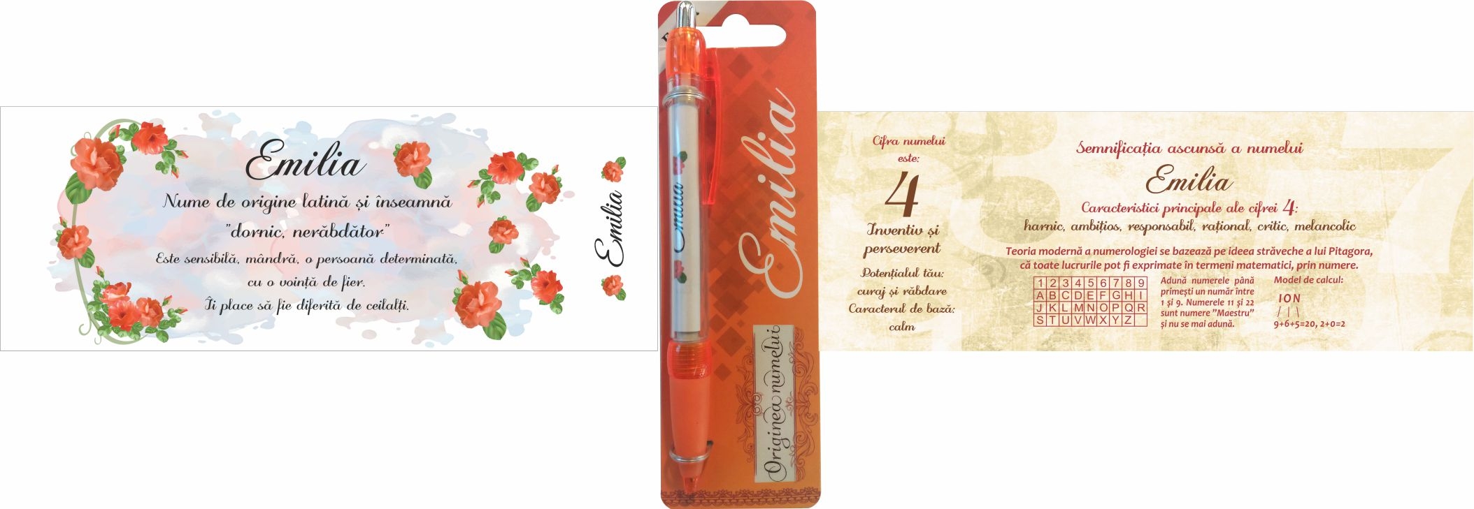 Pix cu nume - Emilia (14.5 cm x 18 cm x 6.7 ) Pix cu nume - Emilia (14.5 cm x 18 cm x 6.7 )