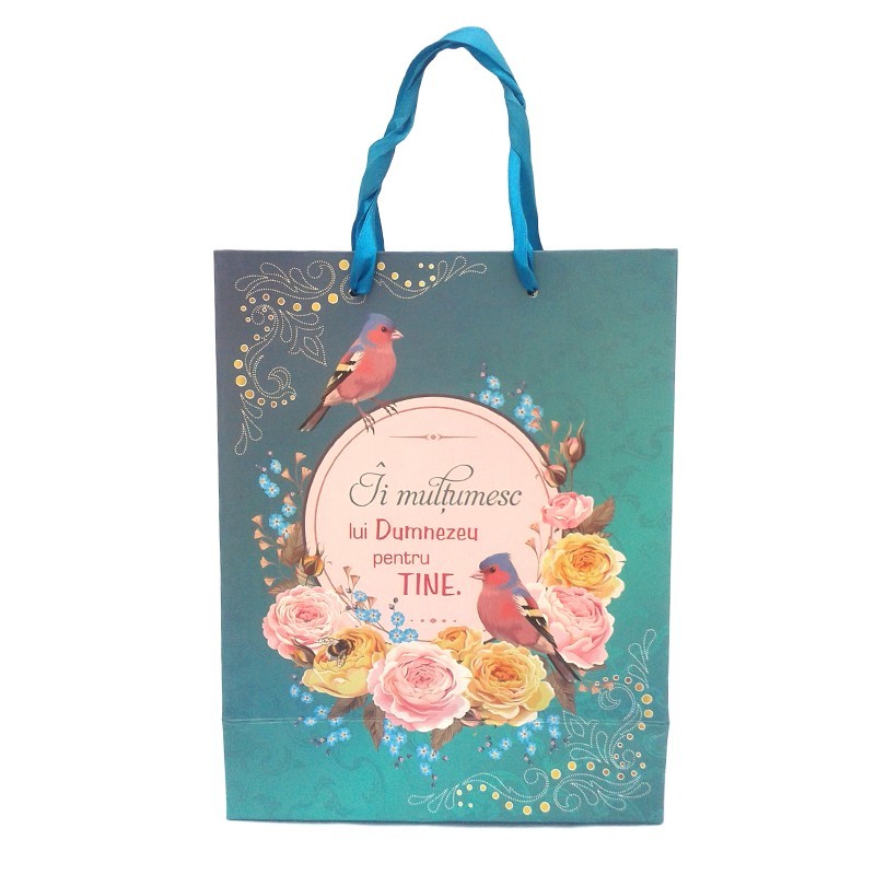 Punga medie pentru cadouri - Ii multumesc lui Dumnezeu (18x23 cm) Punga medie pentru cadouri - Ii multumesc lui Dumnezeu (18x23 cm)