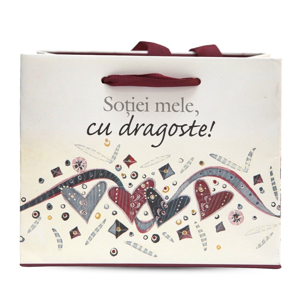 Pungă cadou - Soției mele, cu dragoste (17 x 12 cm)