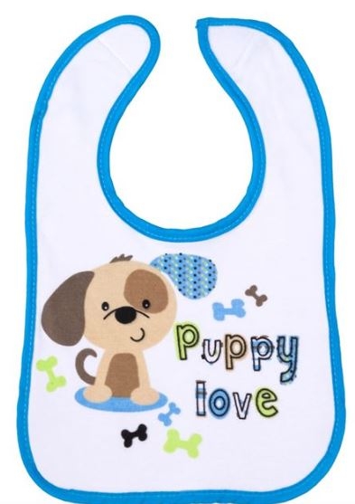 Bavetica, alb-albastru - Puppy love (6m+) Bavetica, alb-albastru - Puppy love (6m+)