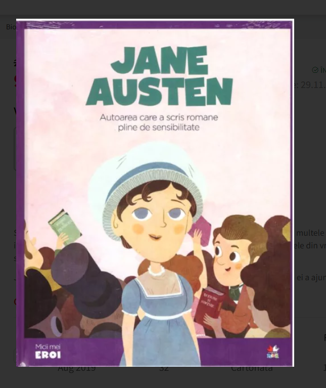 Micii mei eroi - Jane Austen  - Autoarea care a scris romane pline de sensibilitate (5-10 ani) Micii mei eroi - Jane Austen  - Autoarea care a scris romane pline de sensibilitate (5-10 ani)