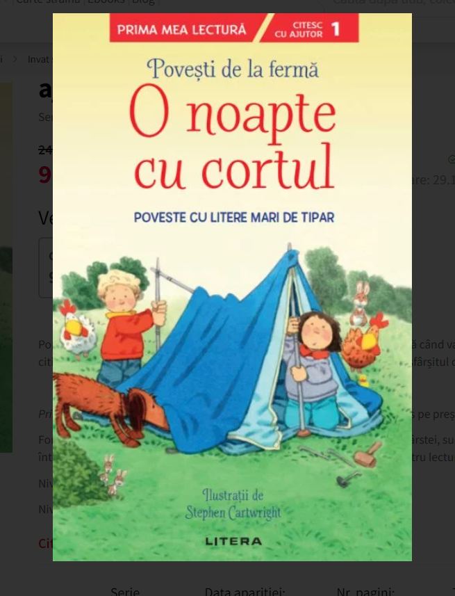 O noapte cu cortul - Povesti de la ferma - Poveste cu litere mai de tipar - Invat sa citesc