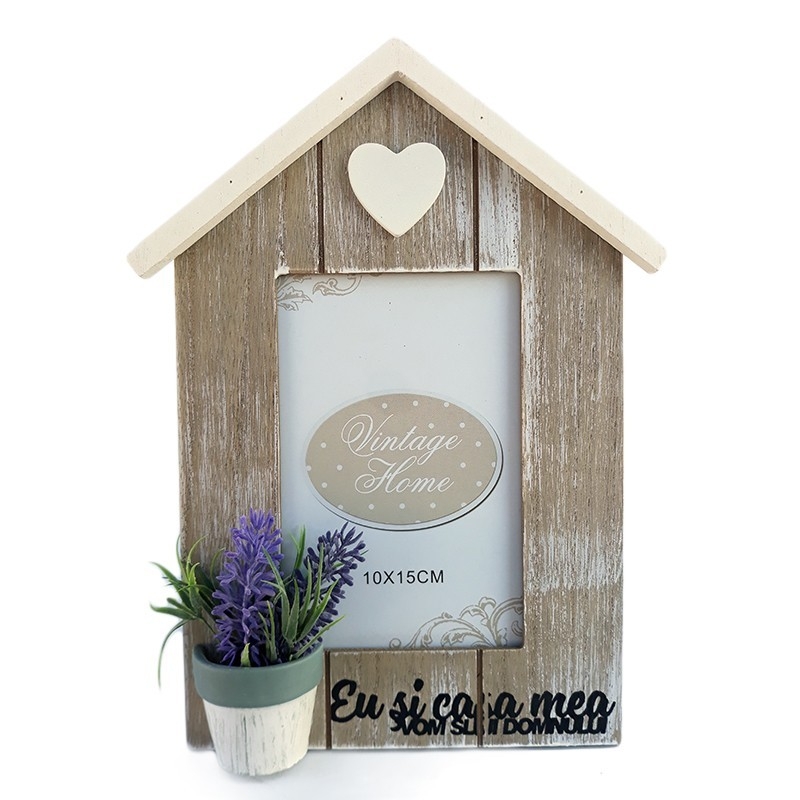 Rama foto lemn, casuta cu ghiveci - Eu si casa mea vom sluji Domnului (20x26 cm) Rama foto lemn, casuta cu ghiveci - Eu si casa mea vom sluji Domnului (20x26 cm)