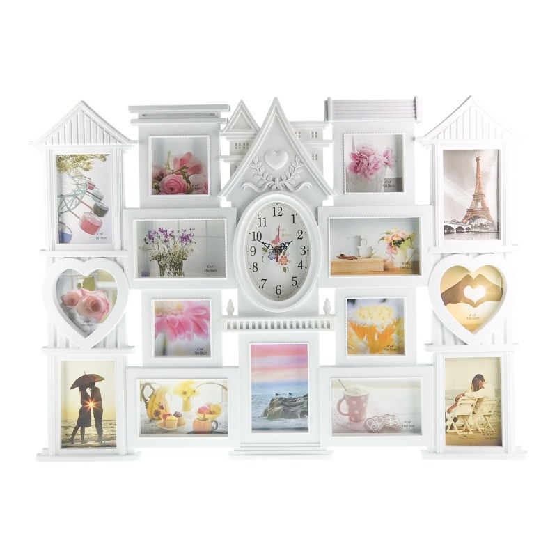 Rama foto - colaj 15 poze cu ceas - Alb Rama foto - colaj 15 poze cu ceas - Alb
