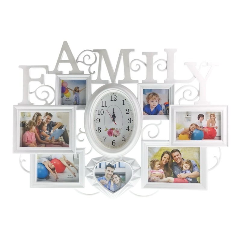 Rama foto - colaj 7 poze cu ceas - Alb Rama foto - colaj 7 poze cu ceas - Alb