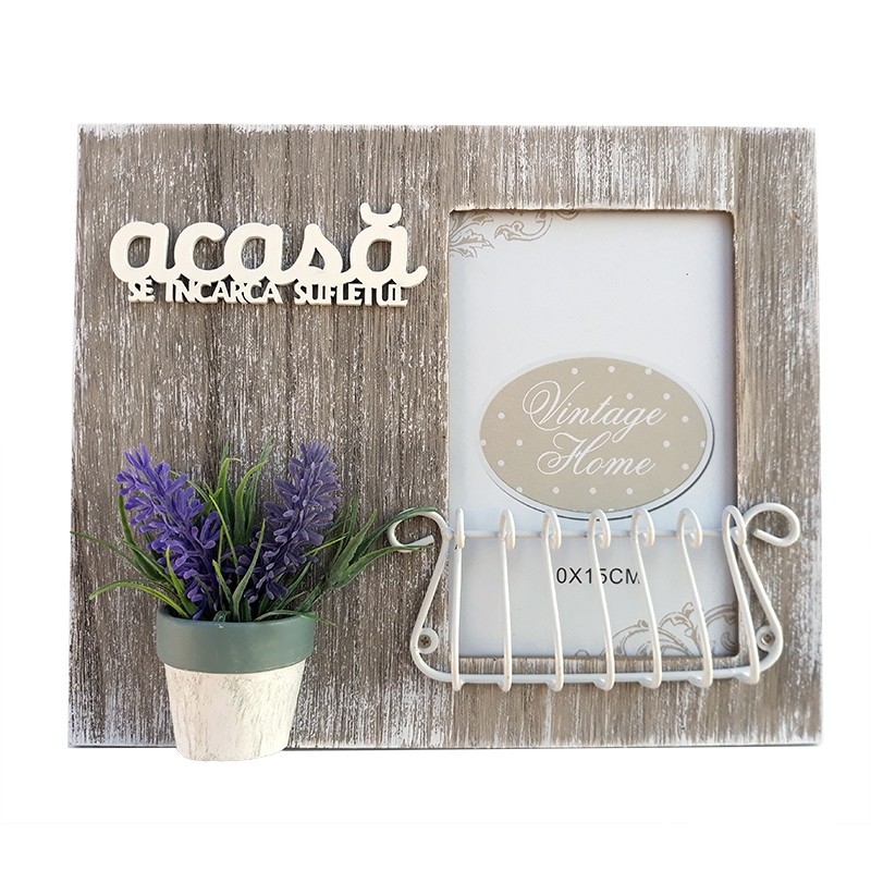 Rama foto lemn cu lavanda si grilaj - Acasa se incarca sufletul Rama foto lemn cu lavanda si grilaj - Acasa se incarca sufletul