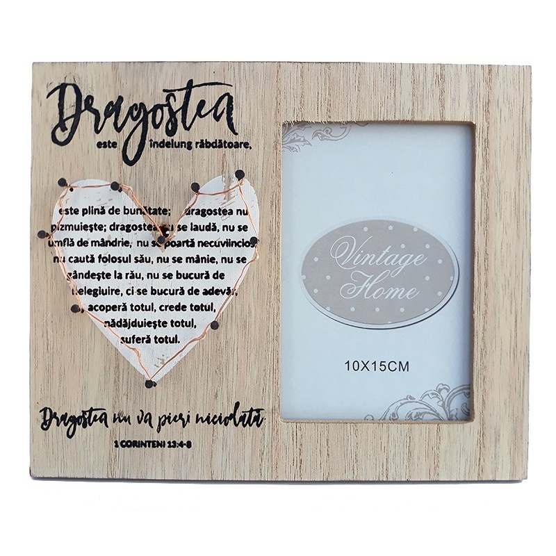 Rama foto lemn cu led - Dragostea nu va pieri niciodata (10x15) Rama foto lemn cu led - Dragostea nu va pieri niciodata (10x15)