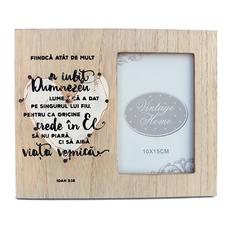 Rama foto lemn cu led - Ioan 3.16 (10x15) Rama foto lemn cu led - Ioan 3.16 (10x15)
