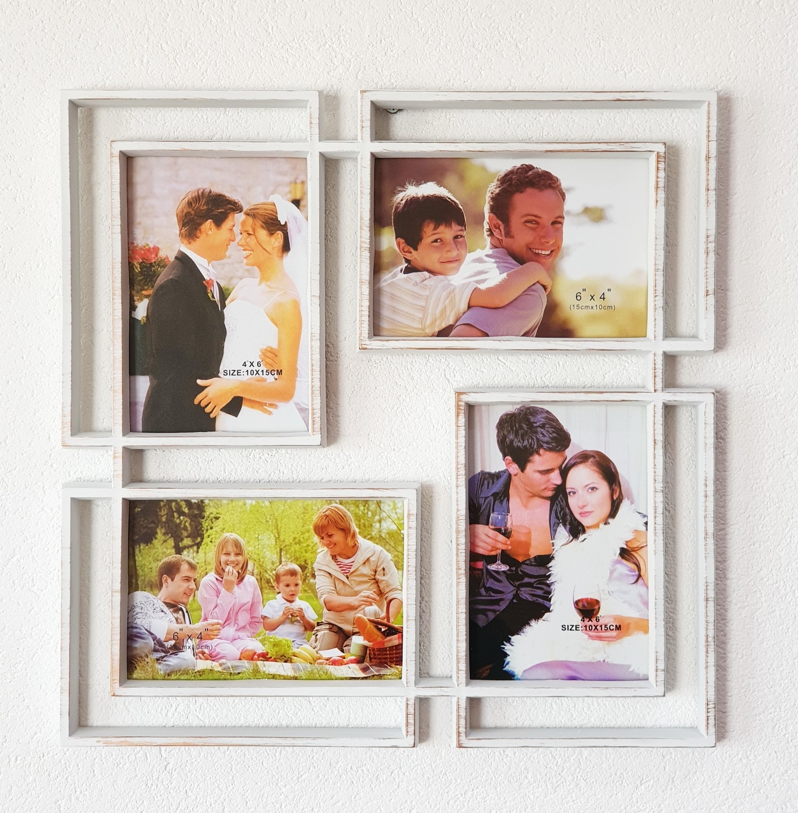 Rama foto vintage, alb, 4 poze (34.5x34x2 cm) Rama foto vintage, alb, 4 poze (34.5x34x2 cm)