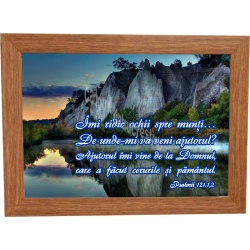Tablou rama lemn- Imi ridic ochii spre munti... Tablou rama lemn- Imi ridic ochii spre munti...