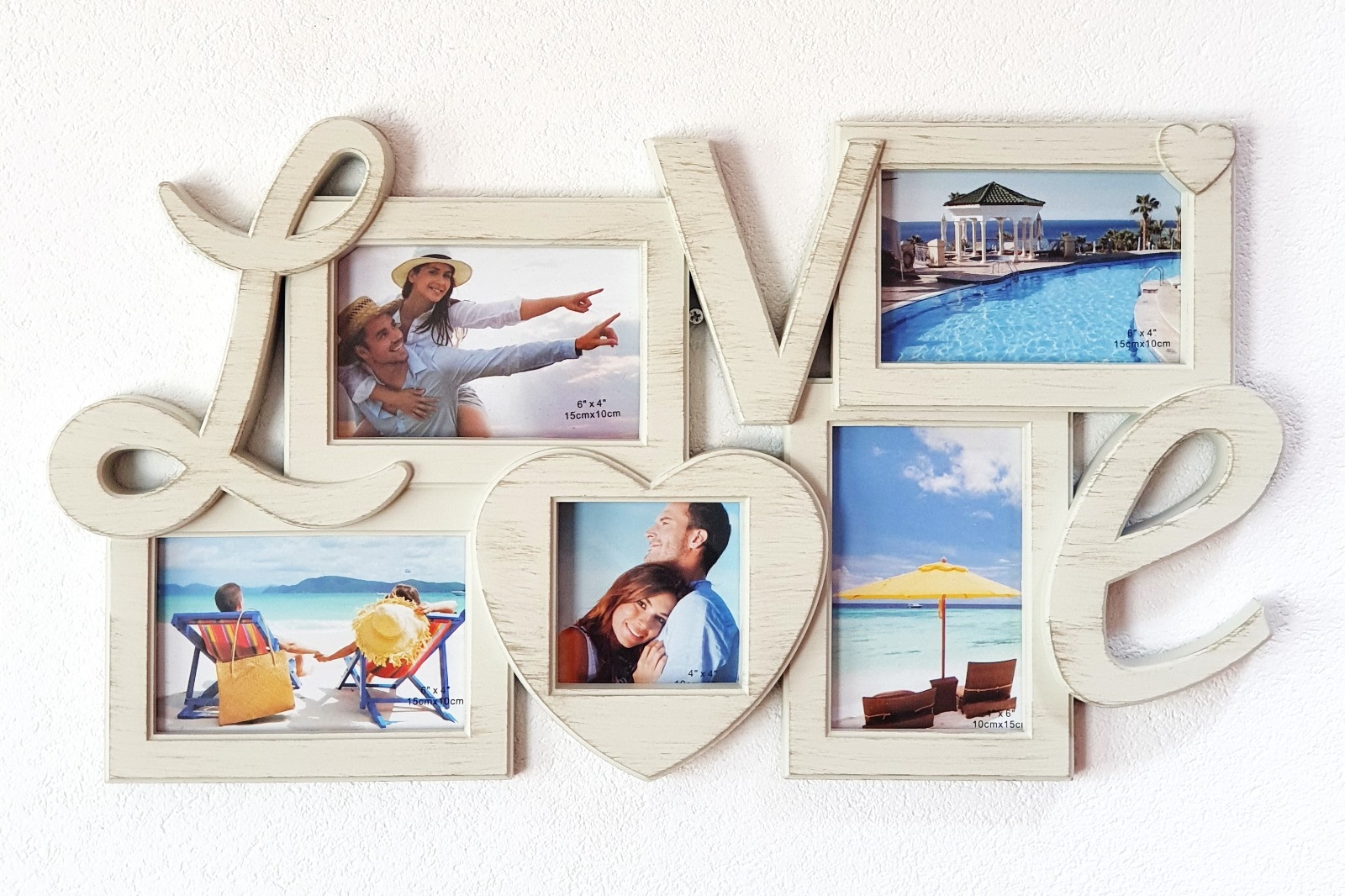 Rama foto colaj vintage, bej, Love, 5 poze - (55x30x2.5 cm) Rama foto colaj vintage, bej, Love, 5 poze - (55x30x2.5 cm)