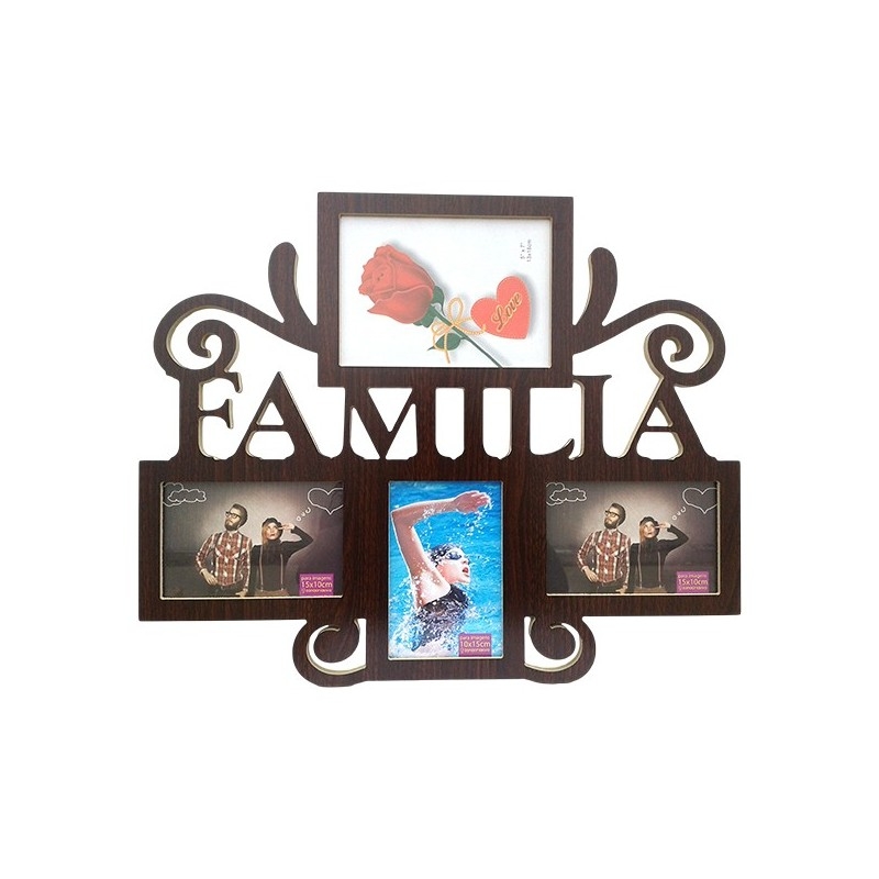 Rame foto din lemn maro - FAMILIA - 4 poze (46x35cm) Rame foto din lemn maro - FAMILIA - 4 poze (46x35cm)
