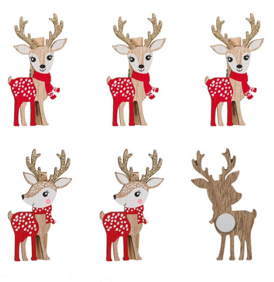 Autocolante decorative de Craciun - Reni, 6 buc. Autocolante decorative de Craciun - Reni, 6 buc.