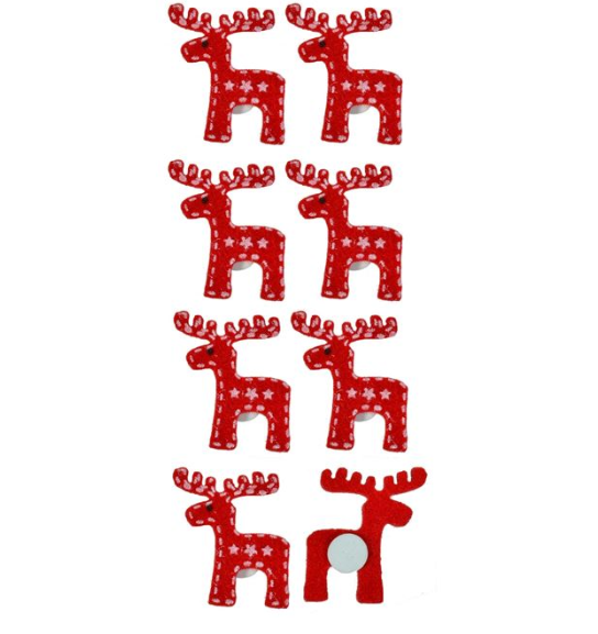 Autocolante decorative de Craciun - Reni rosii, 8 buc. Autocolante decorative de Craciun - Reni rosii, 8 buc.