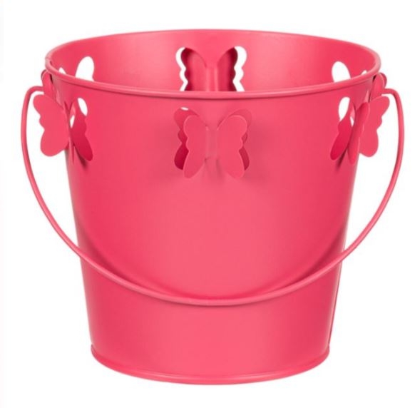 Masca pentru ghiveci, de metal, roz, in forma de galeata - Fluturi 3D (16x14.5cm) Masca pentru ghiveci, de metal, roz, in forma de galeata - Fluturi 3D (16x14.5cm)