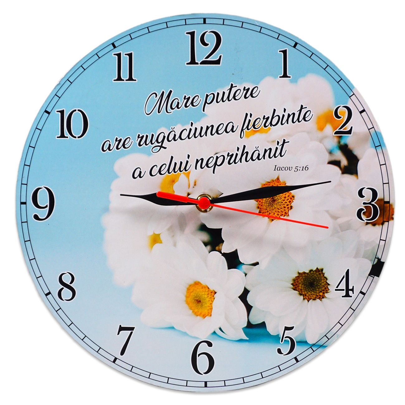 Ceas perete rotund cu mesaj creștin (30 cm) - Mare putere are rugăciunea Ceas perete rotund cu mesaj creștin (30 cm) - Mare putere are rugăciunea
