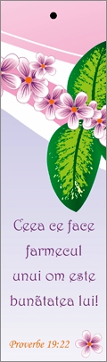 Semn de carte cu panglica roz, verset -  "Ceea ce face farmecul unui om este bunătatea lui!" Proverbe 19:22 [08]