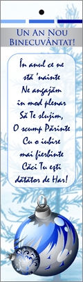 Semn de carte cu panglica albastră-  Mesaj:  Un An Nou Binecuvântat! (1)