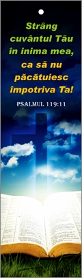 Semn de carte cu panglica albastru inchis - "Strang cuvantul Tau in inima mea" Semn de carte cu panglica albastru inchis - "Strang cuvantul Tau in inima mea"
