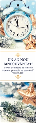 Semn de carte cu panglica albastră-  Mesaj:  Un An Nou Binecuvântat! - Psalmul 128:1 (2) Semn de carte cu panglica albastră-  Mesaj:  Un An Nou Binecuvântat! - Psalmul 128:1 (2)
