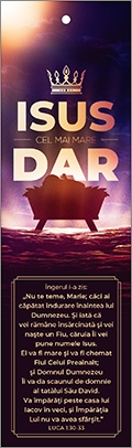 Semn de carte cu panglica mov - Mesaj si  Verset:  ISUS cel mai mare DAR -  Luca 1:30-33 Semn de carte cu panglica mov - Mesaj si  Verset:  ISUS cel mai mare DAR -  Luca 1:30-33