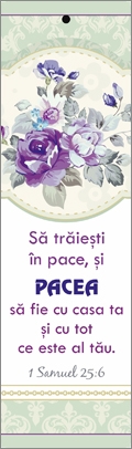 Semn de carte cu panglica mov inchis - " Sa traiesti in pace, si pacea sa fie cu casa ta !" [70]