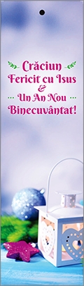 Semn de carte cu panglica fuchsia -  Mesaj:  Crăciun Fericit cu Isus și Un An Nou Binecuvântat!