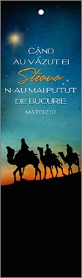 Semn de carte cu panglica albastru inchis - Verset:  " Când au văzut ei steaua, n-au mai putut de bucurie. " Matei 2:10 Semn de carte cu panglica albastru inchis - Verset:  " Când au văzut ei steaua, n-au mai putut de bucurie. " Matei 2:10