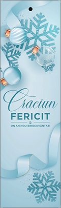 Semn de carte cu panglică albastru deschis-  Mesaj:  Crăciun Fericit  și Un An Nou Binecuvântat! Semn de carte cu panglică albastru deschis-  Mesaj:  Crăciun Fericit  și Un An Nou Binecuvântat!