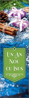 Semn de carte cu panglica verde -  Mesaj:  „Un An Nou cu Isus ” Semn de carte cu panglica verde -  Mesaj:  „Un An Nou cu Isus ”