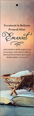 Semn de carte cu panglica roz pal - Mesaj si Verset: S-a născut în Betleem Pruncul Sfânt Emanuel " Iată semnul după care-L veți cunoaște: veți găsi un prunc înfășat în scutece și culcat într-o iesle. " Luca 2:12 Semn de carte cu panglica roz pal - Mesaj si Verset: S-a născut în Betleem Pruncul Sfânt Emanuel " Iată semnul după care-L veți cunoaște: veți găsi un prunc înfășat în scutece și culcat într-o iesle. " Luca 2:12