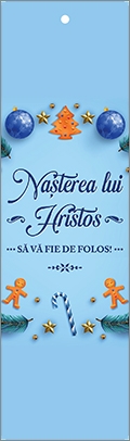 Semn de carte cu panglica albastru deschis-  Mesaj:  "Nașterea lui Hristos să vă fie de folos!" Semn de carte cu panglica albastru deschis-  Mesaj:  "Nașterea lui Hristos să vă fie de folos!"