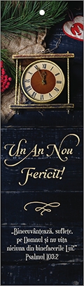 Semn de carte cu panglica albastru inchis - Mesaj si  Verset: Un An Nou Fericit! "Binecuvântează, suflete, pe Domnul şi nu uita niciuna din binefacerile Lui!" Psalmul 103:2 Semn de carte cu panglica albastru inchis - Mesaj si  Verset: Un An Nou Fericit! "Binecuvântează, suflete, pe Domnul şi nu uita niciuna din binefacerile Lui!" Psalmul 103:2