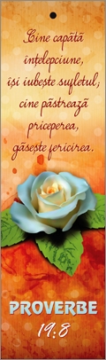 Semn de carte cu panglica portocalie  - "Cine capata intelepciune isi iubeste sufletul" Semn de carte cu panglica portocalie  - "Cine capata intelepciune isi iubeste sufletul"