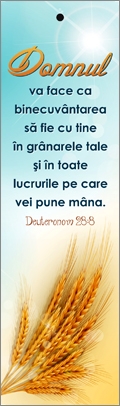 Semn de carte cu panglica albastru deschis - " Domnul va face ca binecuvantarea sa fie cu tine !" Deuteronom 28:8 [61]