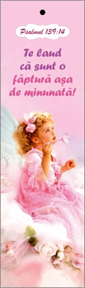 Semn de carte cu panglica roz, verset -  "Te laud că sunt o făptură aşa de minunată!" Psalmul 139:14 [09]