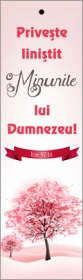 Semn de carte cu panglica roz deschis - Priveste linistit minunile lui Dumnezeu! Semn de carte cu panglica roz deschis - Priveste linistit minunile lui Dumnezeu!